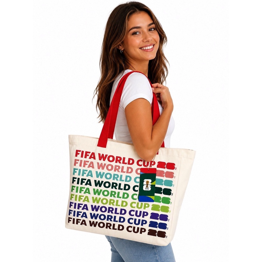FIFA World Cup 26 Canvas Tote Bag Atelier Sportif Multi Color Logo Cream Red